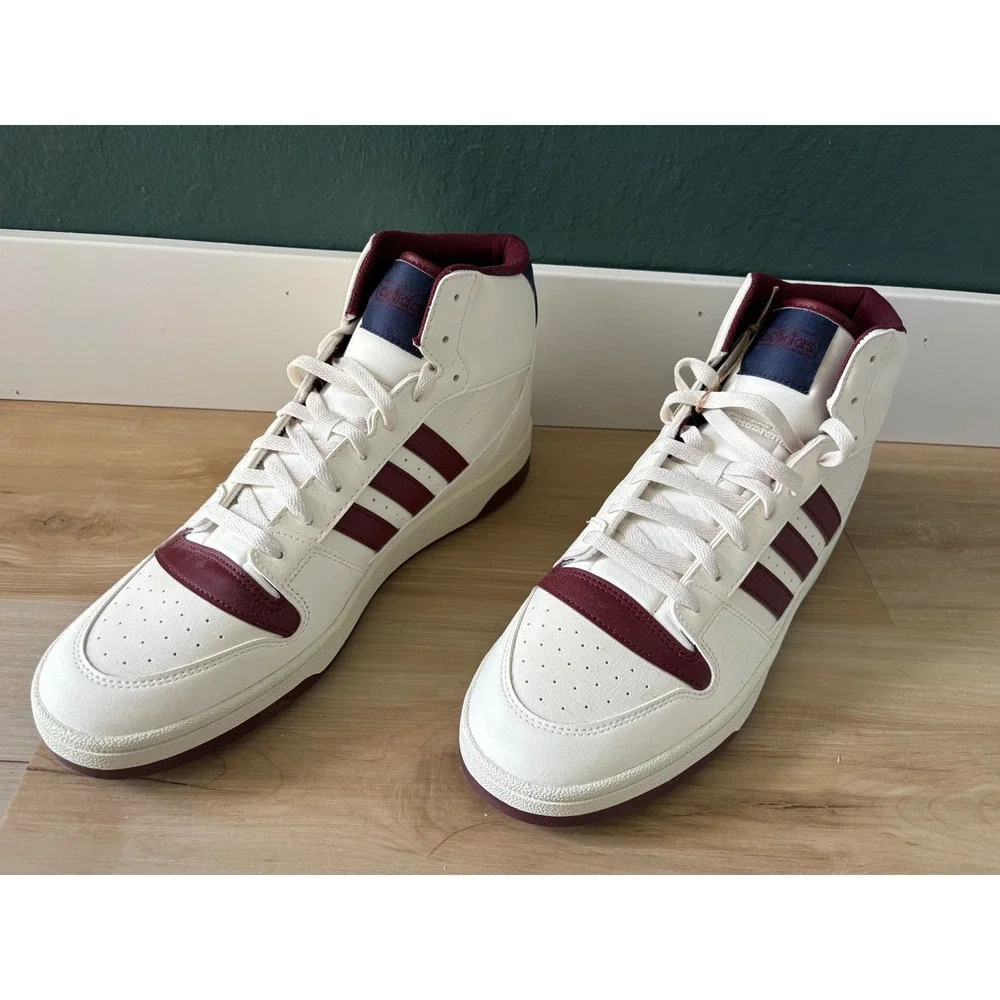 Adidas Break Start Mid 12 White Burgundy Navy Basketball Sneakers Trainers